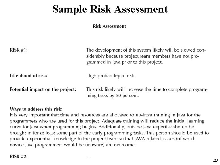 Sample Risk Assessment 120 