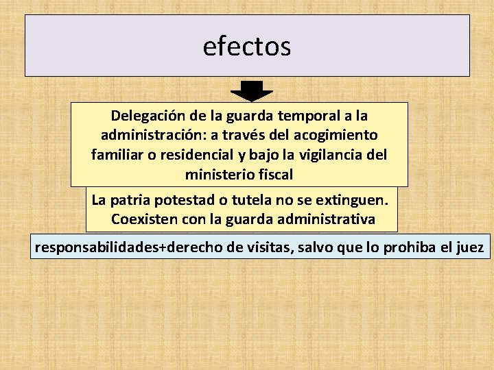 efectos Delegación de la guarda temporal a la administración: a través del acogimiento familiar