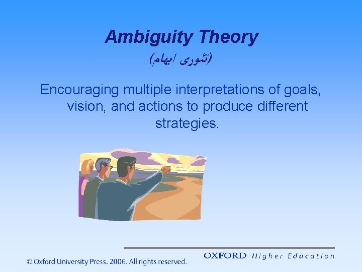 Ambiguity Theory ( )ﺗﺌﻮﺭی ﺍﺑﻬﺎﻡ Encouraging multiple interpretations of goals, vision, and actions to
