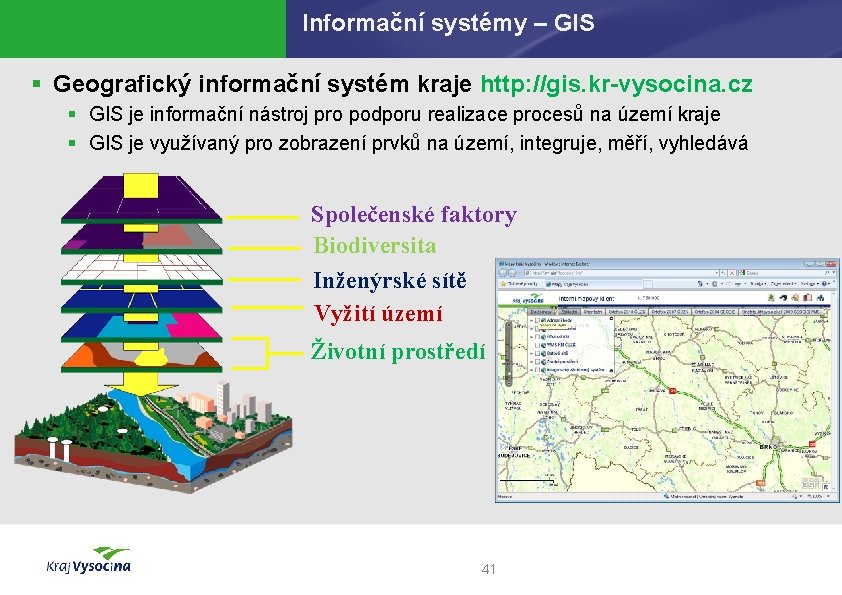 Informační systémy – GIS § Geografický informační systém kraje http: //gis. kr-vysocina. cz §