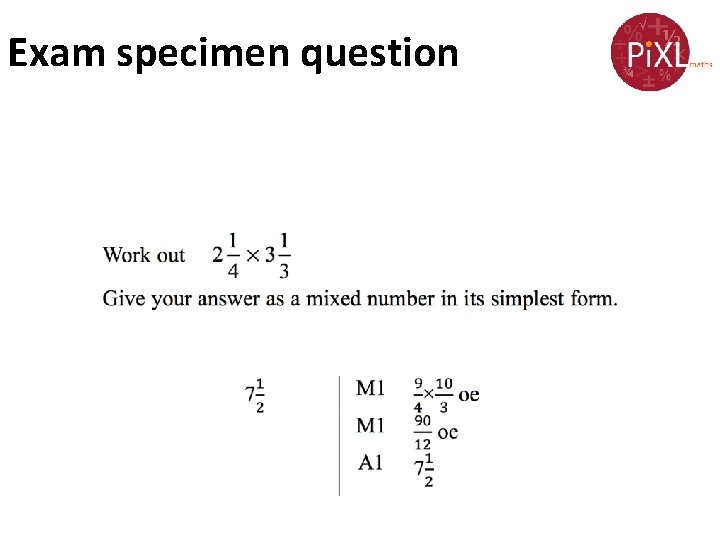 Exam specimen question 