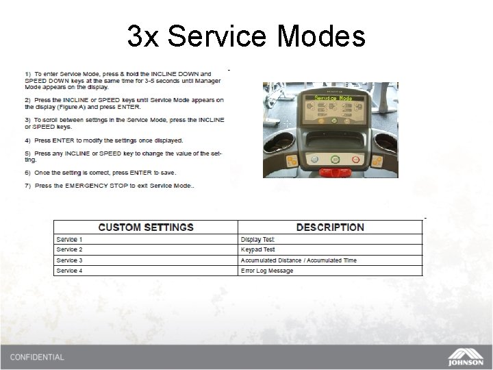3 x Service Modes 