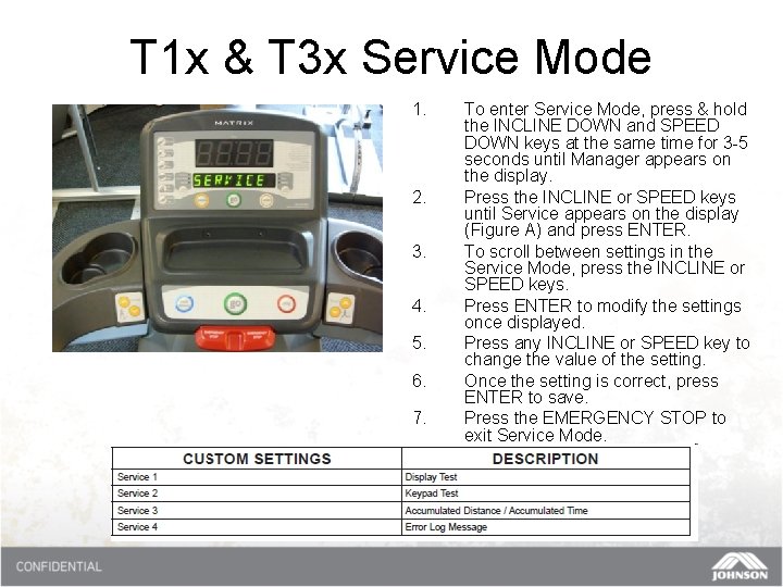 T 1 x & T 3 x Service Mode 1. 2. 3. 4. 5.