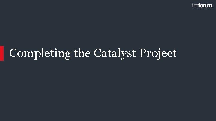 Completing the Catalyst Project © 2019 TM Forum | 7 