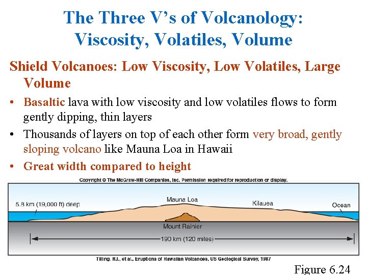 The Three V’s of Volcanology: Viscosity, Volatiles, Volume Shield Volcanoes: Low Viscosity, Low Volatiles,