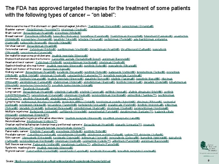 The FDA has approved targeted therapies for the treatment of some patients with the