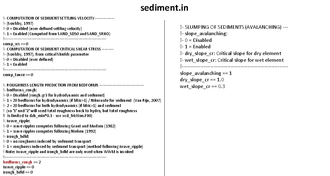 sediment. in !- COMPUTATION OF SEDIMENT SETTLING VELOCITY -------!- (Soulsby, 1997) !- 0 =