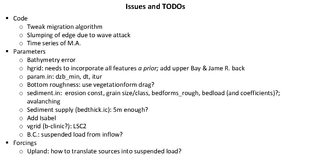 Issues and TODOs § Code o Tweak migration algorithm o Slumping of edge due