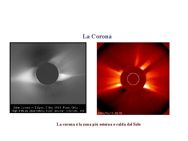 La Corona La corona è la zona più esterna e calda del Sole 