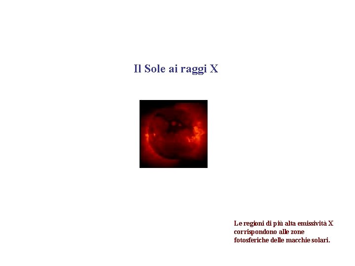 Il Sole ai raggi X Le regioni di più alta emissività X corrispondono alle