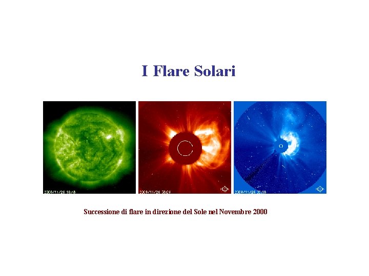 I Flare Solari Successione di flare in direzione del Sole nel Novembre 2000 