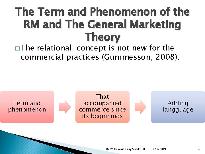 The Term and Phenomenon of the RM and The General Marketing Theory � The