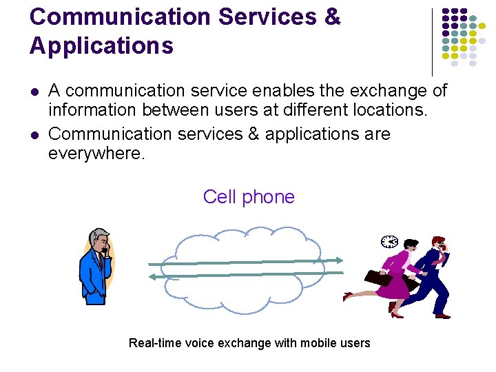 Communication Services & Applications l l A communication service enables the exchange of information