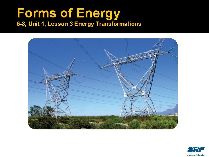 Forms of Energy 6 -8, Unit 1, Lesson 3 Energy Transformations 