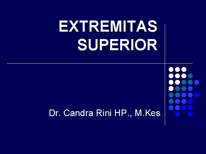 EXTREMITAS SUPERIOR Dr. Candra Rini HP. , M. Kes 