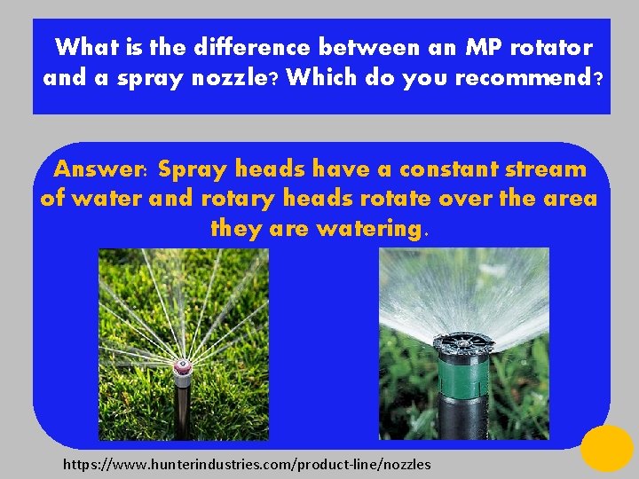 What is the difference between an MP rotator and a spray nozzle? Which do