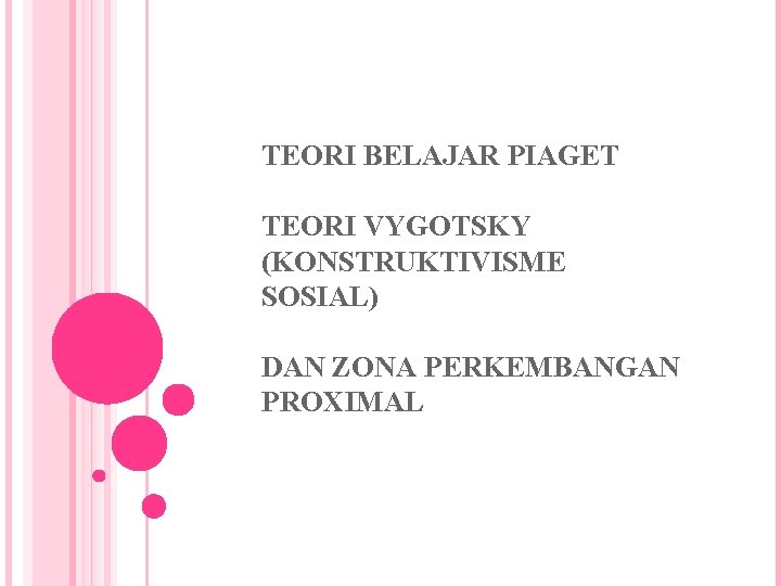 TEORI BELAJAR PIAGET TEORI VYGOTSKY (KONSTRUKTIVISME SOSIAL) DAN ZONA PERKEMBANGAN PROXIMAL 