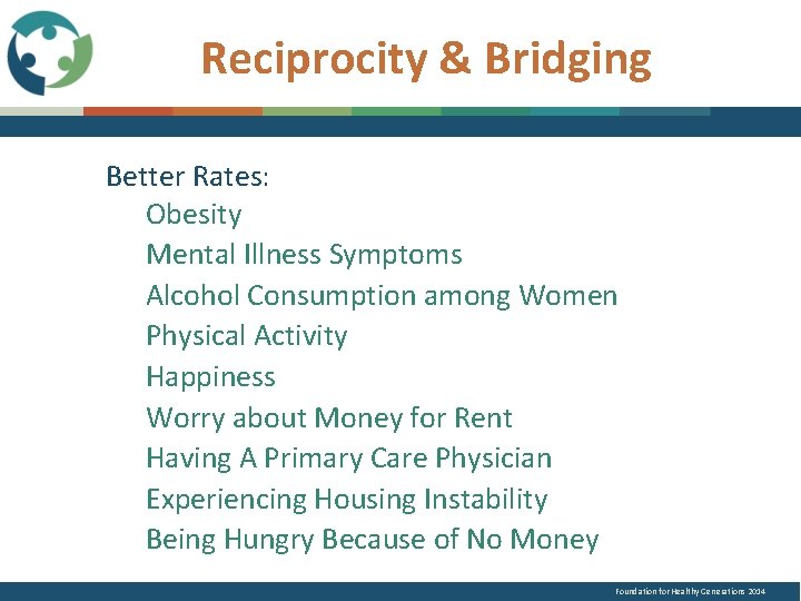 Reciprocity & Bridging Better Rates: Obesity Mental Illness Symptoms Alcohol Consumption among Women Physical