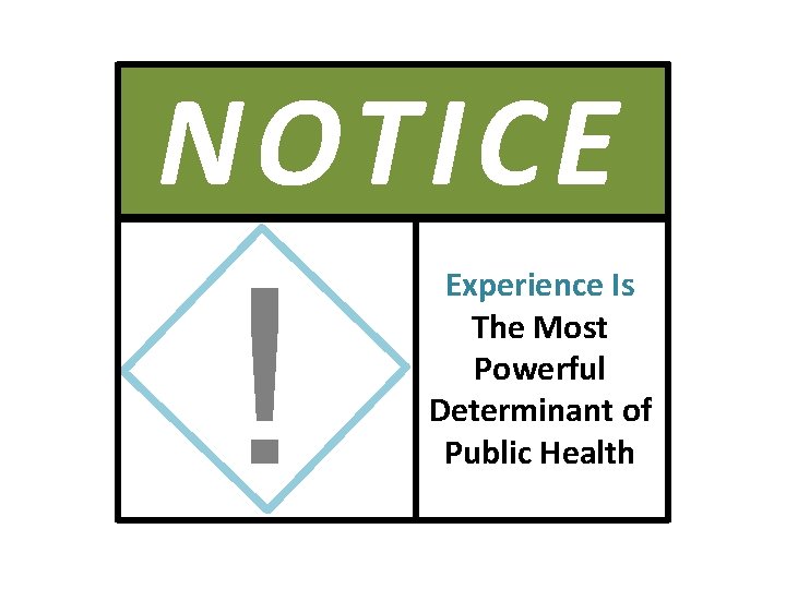 NOTICE ! Experience Is The Most Powerful Determinant of Public Health 