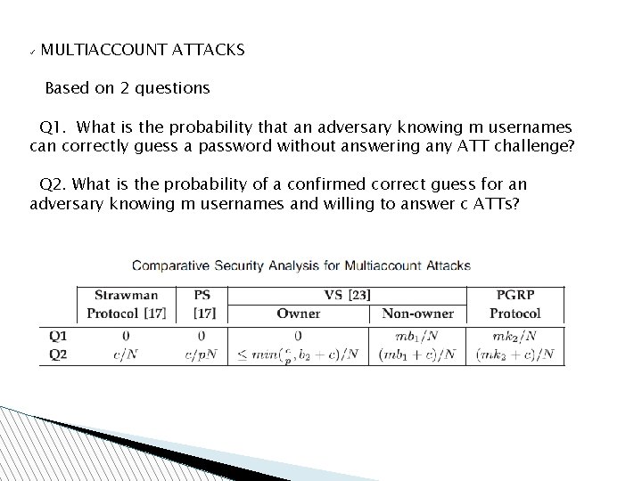 ü MULTIACCOUNT ATTACKS Based on 2 questions Q 1. What is the probability that