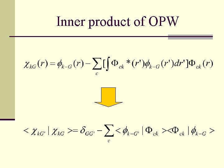 Inner product of OPW 