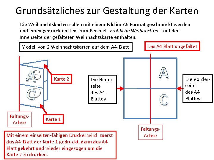 Grundsätzliches zur Gestaltung der Karten Die Weihnachtskarten sollen mit einem Bild im A 6