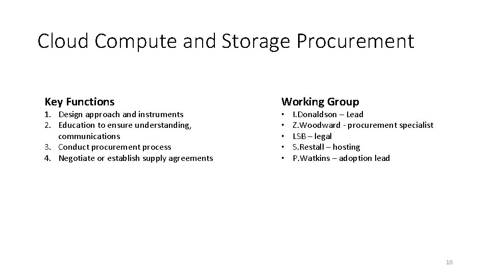 Cloud Compute and Storage Procurement Key Functions 1. Design approach and instruments 2. Education Cloud Compute and Storage Procurement Key Functions 1. Design approach and instruments 2. Education