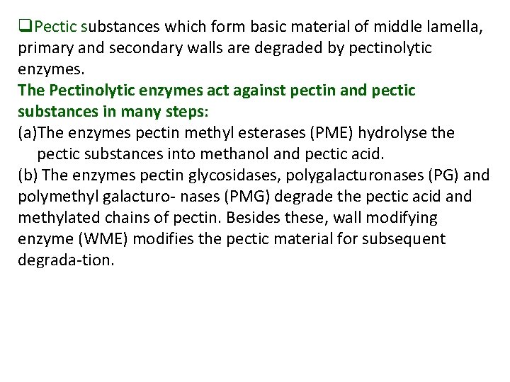 q. Pectic substances which form basic material of middle lamella, primary and secondary walls