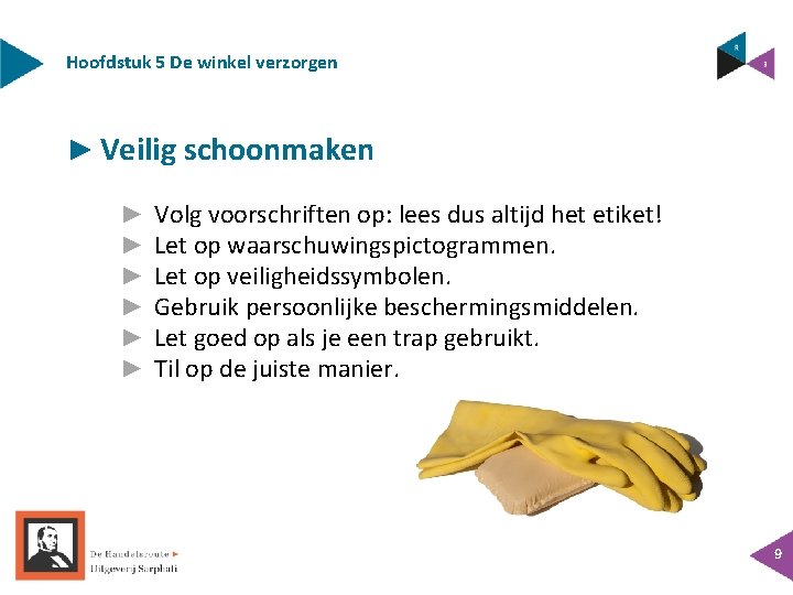 Hoofdstuk 5 De winkel verzorgen ► Veilig schoonmaken ► ► ► Volg voorschriften op: Hoofdstuk 5 De winkel verzorgen ► Veilig schoonmaken ► ► ► Volg voorschriften op: