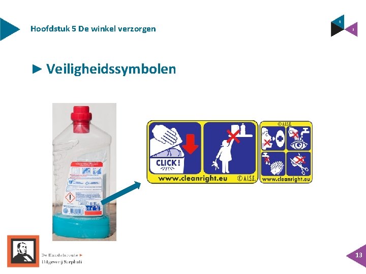 Hoofdstuk 5 De winkel verzorgen ► Veiligheidssymbolen 13 Hoofdstuk 5 De winkel verzorgen ► Veiligheidssymbolen 13