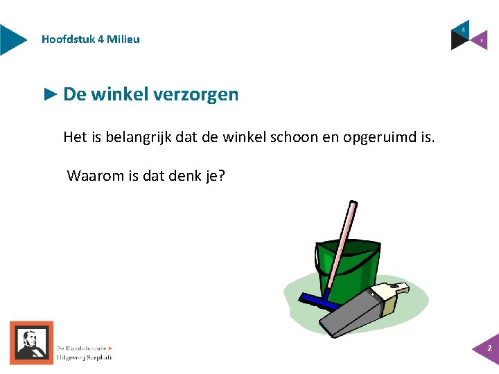 Hoofdstuk 4 Milieu ► De winkel verzorgen Het is belangrijk dat de winkel schoon Hoofdstuk 4 Milieu ► De winkel verzorgen Het is belangrijk dat de winkel schoon