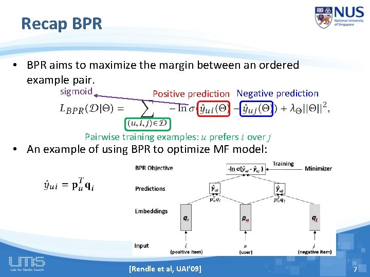 Recap BPR • BPR aims to maximize the margin between an ordered example pair.