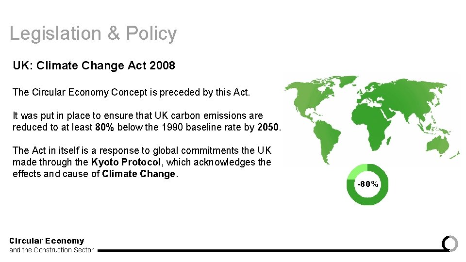 Legislation & Policy UK: Climate Change Act 2008 The Circular Economy Concept is preceded