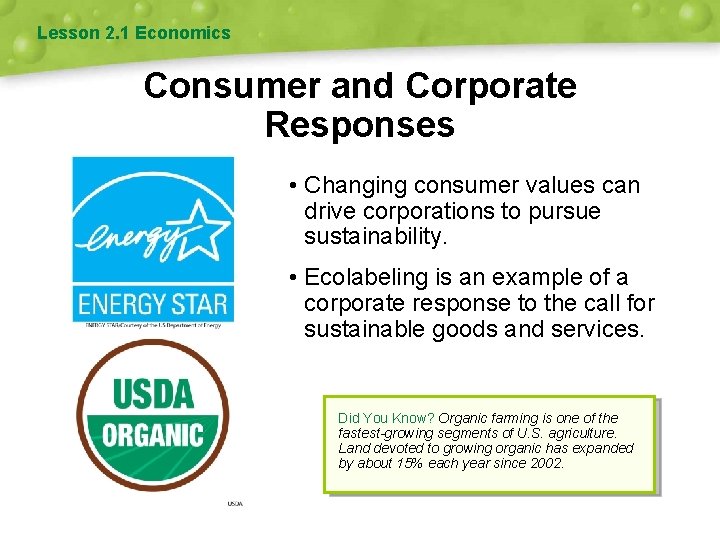 Lesson 2. 1 Economics Consumer and Corporate Responses • Changing consumer values can drive Lesson 2. 1 Economics Consumer and Corporate Responses • Changing consumer values can drive
