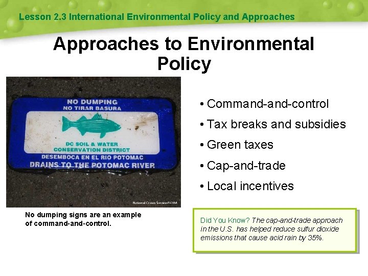 Lesson 2. 3 International Environmental Policy and Approaches to Environmental Policy • Command-control • Lesson 2. 3 International Environmental Policy and Approaches to Environmental Policy • Command-control •