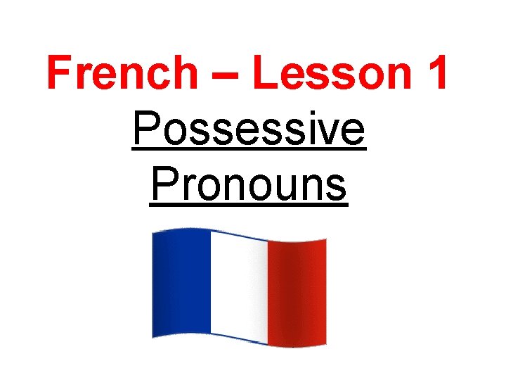 French – Lesson 1 Possessive Pronouns 