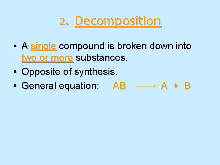 Chemically Decomposed Compound Example Types of Chemical Reactions I How do I