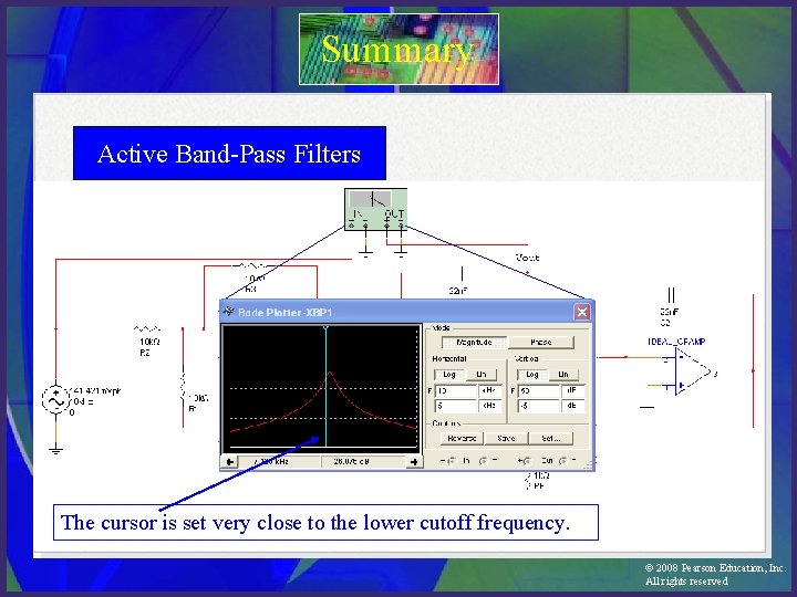 Summary Active Band-Pass Filters The cursor is set very close to the lower cutoff