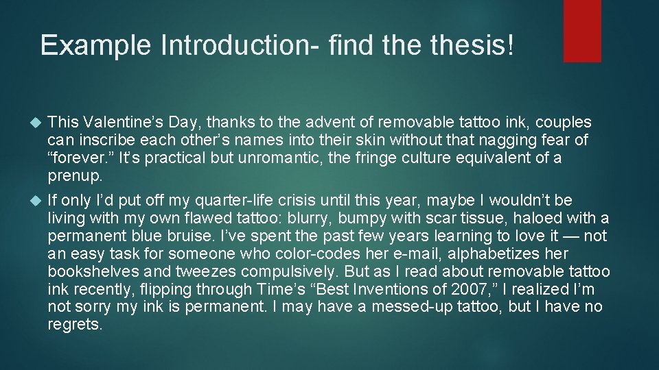 Example Introduction- find thesis! This Valentine’s Day, thanks to the advent of removable tattoo