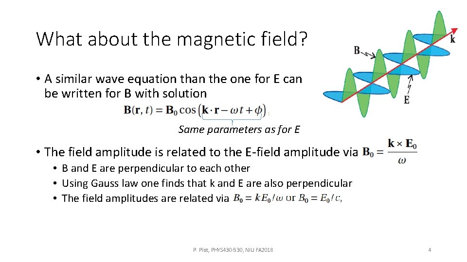 What about the magnetic field? • A similar wave equation than the one for