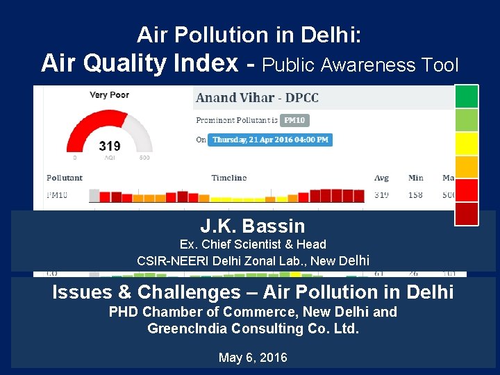 Air Pollution in Delhi: Air Quality Index - Public Awareness Tool J. K. Bassin