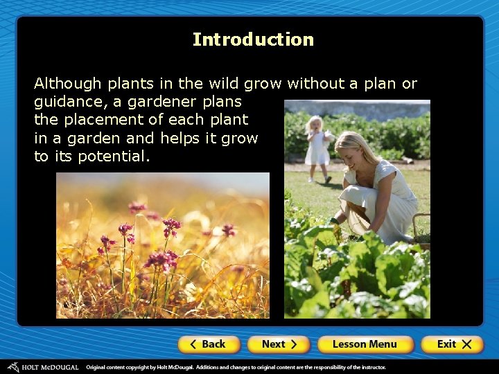 Introduction Although plants in the wild grow without a plan or guidance, a gardener