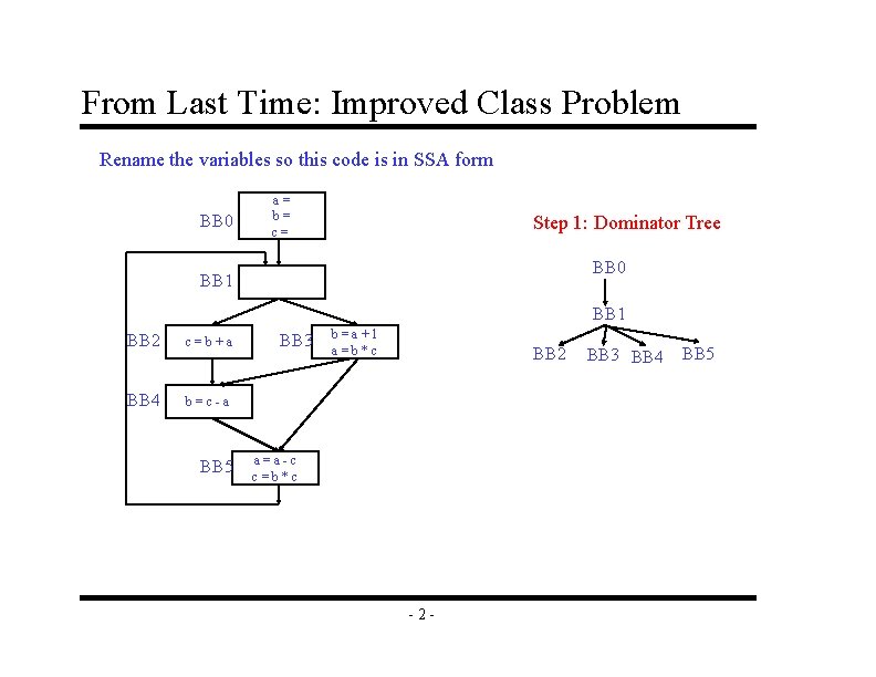 From Last Time: Improved Class Problem Rename the variables so this code is in