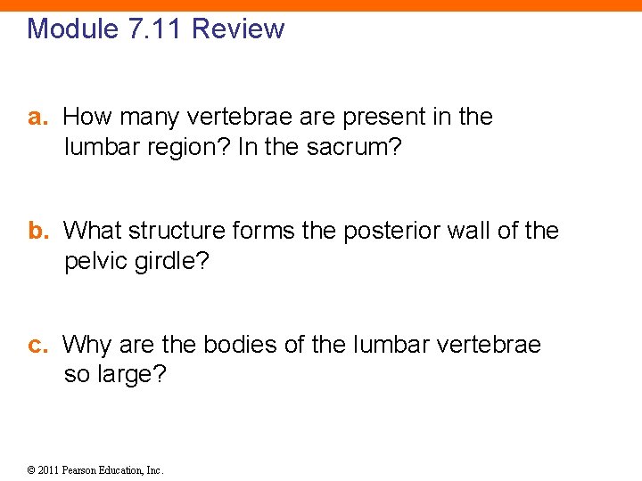 Module 7. 11 Review a. How many vertebrae are present in the lumbar region?