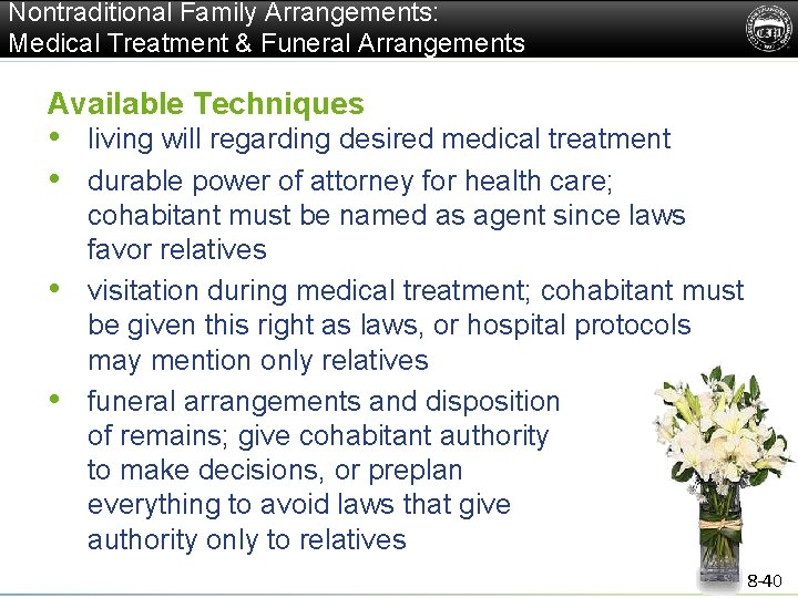 Nontraditional Family Arrangements: Medical Treatment & Funeral Arrangements Available Techniques • living will regarding