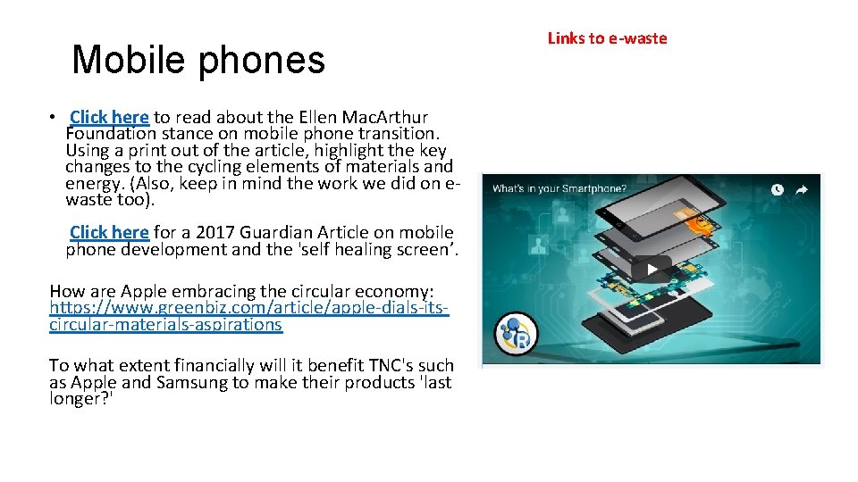 Mobile phones • Click here to read about the Ellen Mac. Arthur Foundation stance
