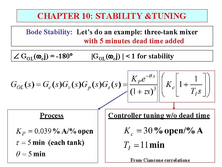 CHAPTER 10: STABILITY &TUNING Bode Stability: Let’s do an example: three-tank mixer with 5