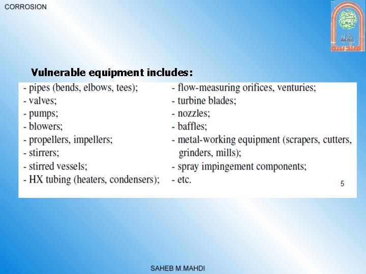 Vulnerable equipment includes: 