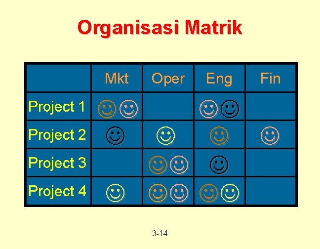 Organisasi Matrik Mkt Project 1 Project 2 Project 3 Project 4 Oper 3 -14