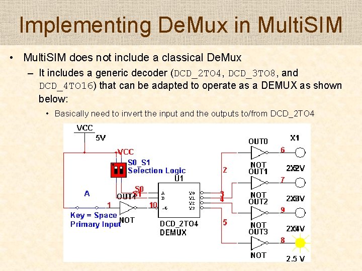 Implementing De. Mux in Multi. SIM • Multi. SIM does not include a classical